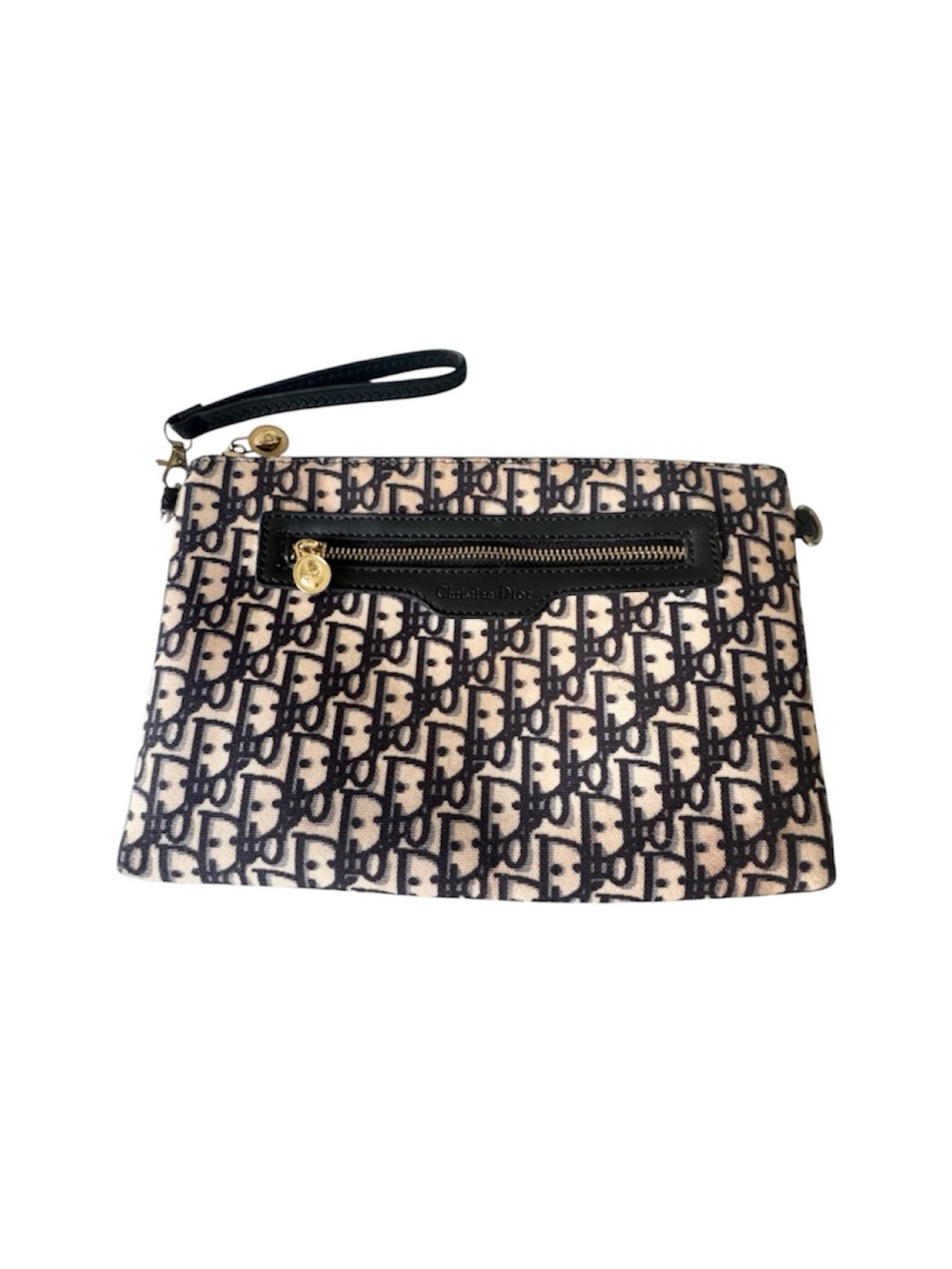 Christian Dior Wristlet Pouch Dior Oblique Monogram Canvas